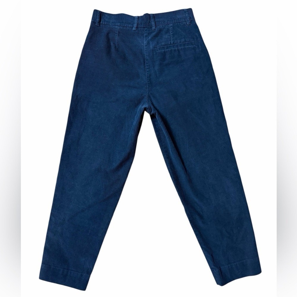 COS Navy Cotton Corduroy Pleated Soft Stetch Ankle Tapered Pants | Women's US 2 - Picture 4 of 9